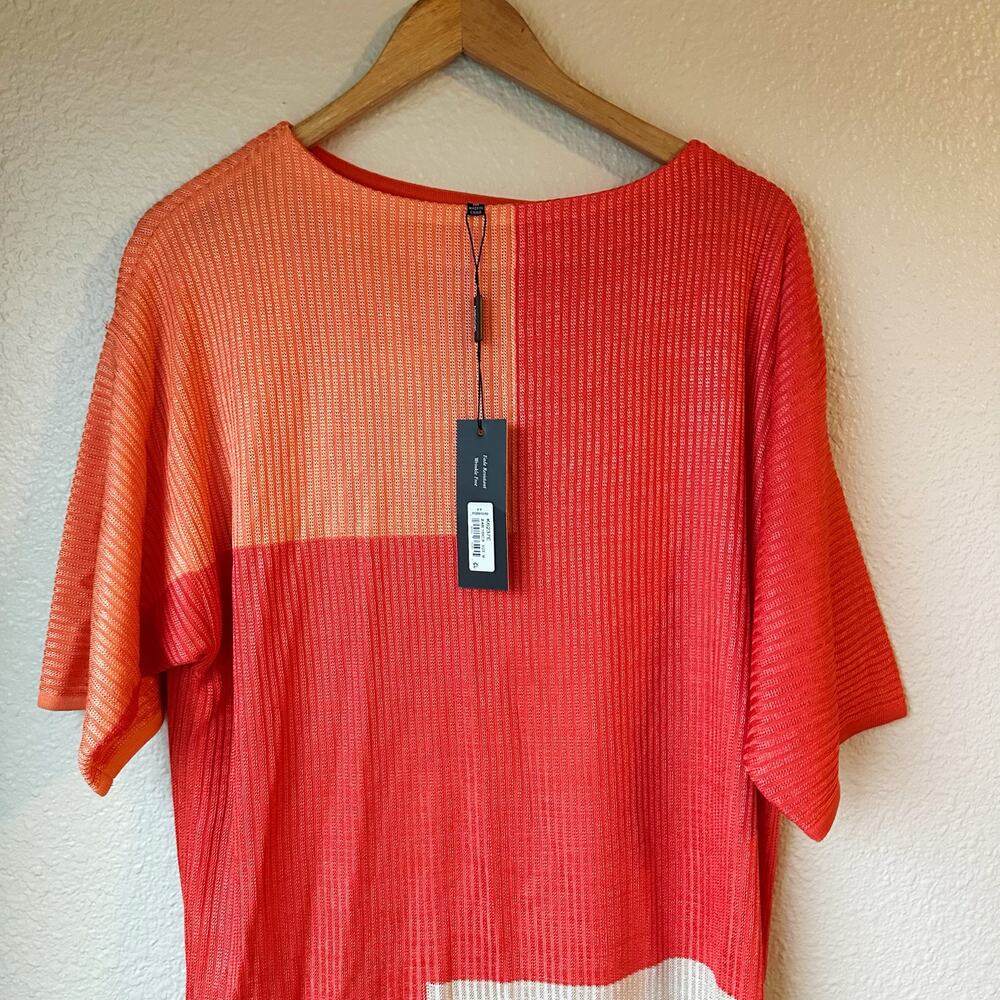 NWT Misook Colorblock Soft Knit Shift Dress in Orange White sz M - Picture 2 of 9